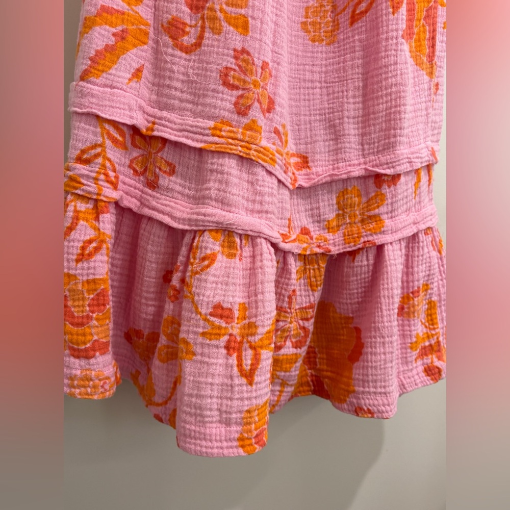Free People Fleur Printed Tunic πΈ Petal Combo LG Boho Floral Ruffle Hem - Picture 15 of 16